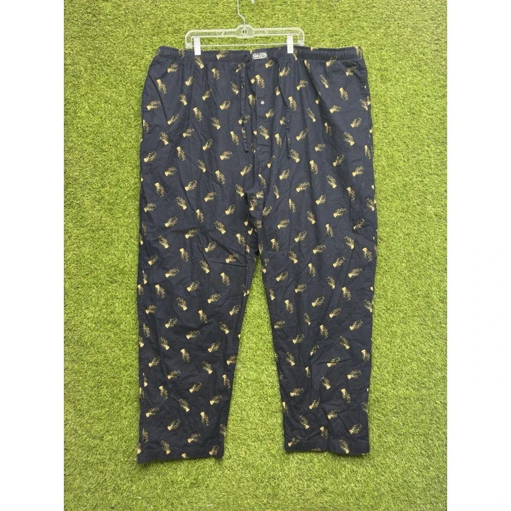Polo Ralph Lauren Pants Mens 4XT Black Bear Sleepwear Drawstring All Over Tuxedo